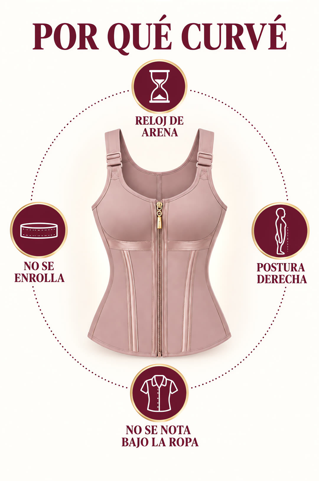 Por qué Curvé: reloj de arena, no se enrolla, postura derecha y no se nota bajo la ropa