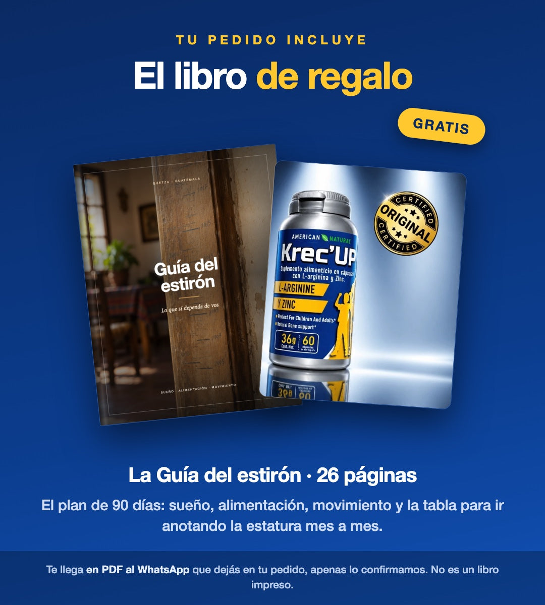 Tu pedido incluye gratis La Guía del estirón, 26 páginas, en PDF por WhatsApp